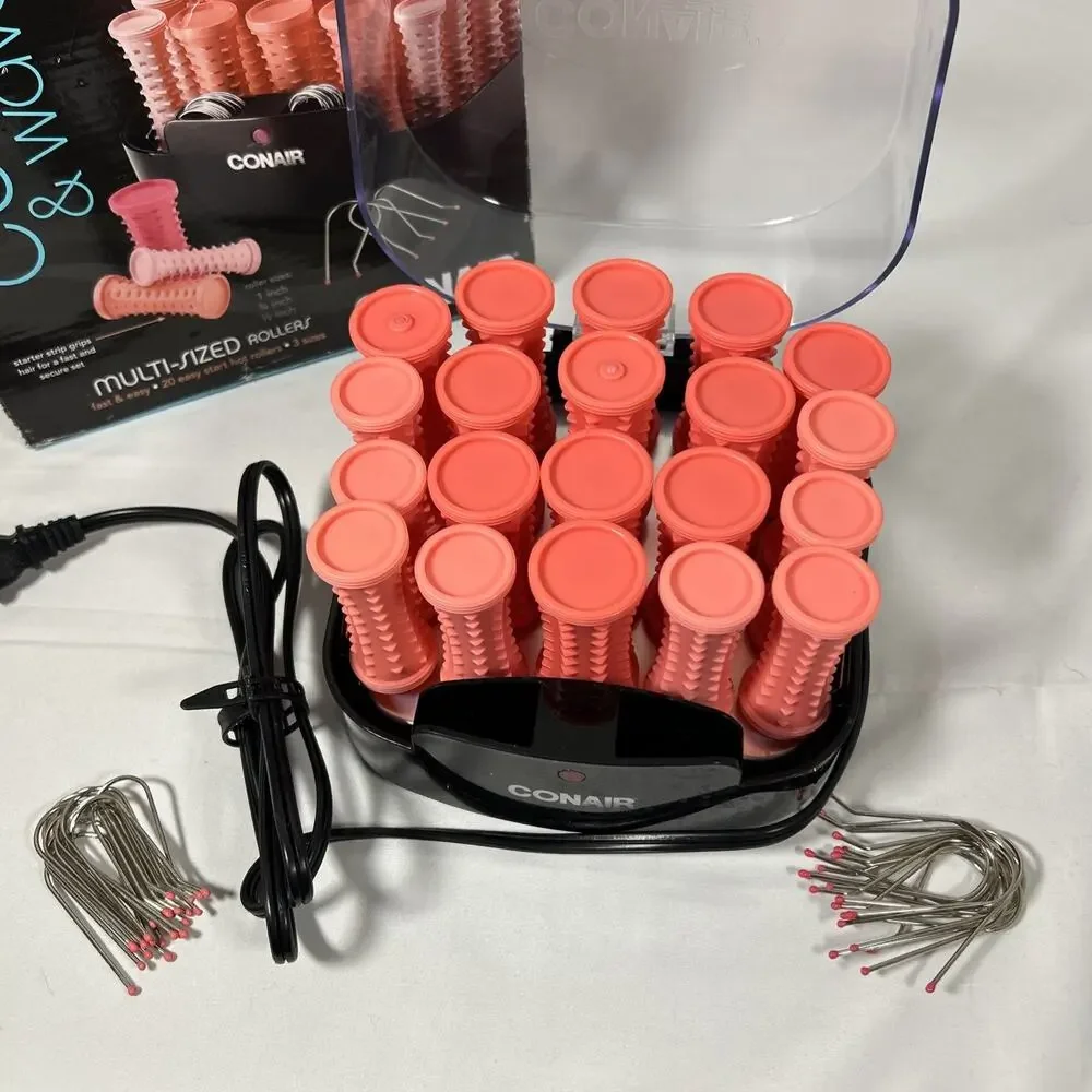 Conair Curls & Waves Multi-Sized Hot Rollers Assorted Easy Grip no small rollers